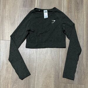 Gymshark Vital Seamless 2.0 Long Sleeve Crop Top Dark Green